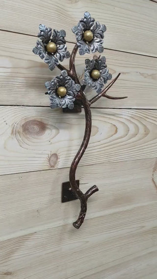 Door handle, metal handle, Flower door handle, flowering branch