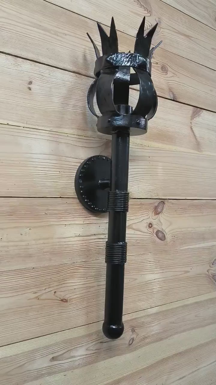 Hand Forged Black Metal Wall Sconce Lighting Fixture
