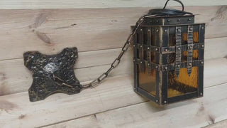 Handmade Forged Medieval Lantern: Rustic Gothic Ceiling Light