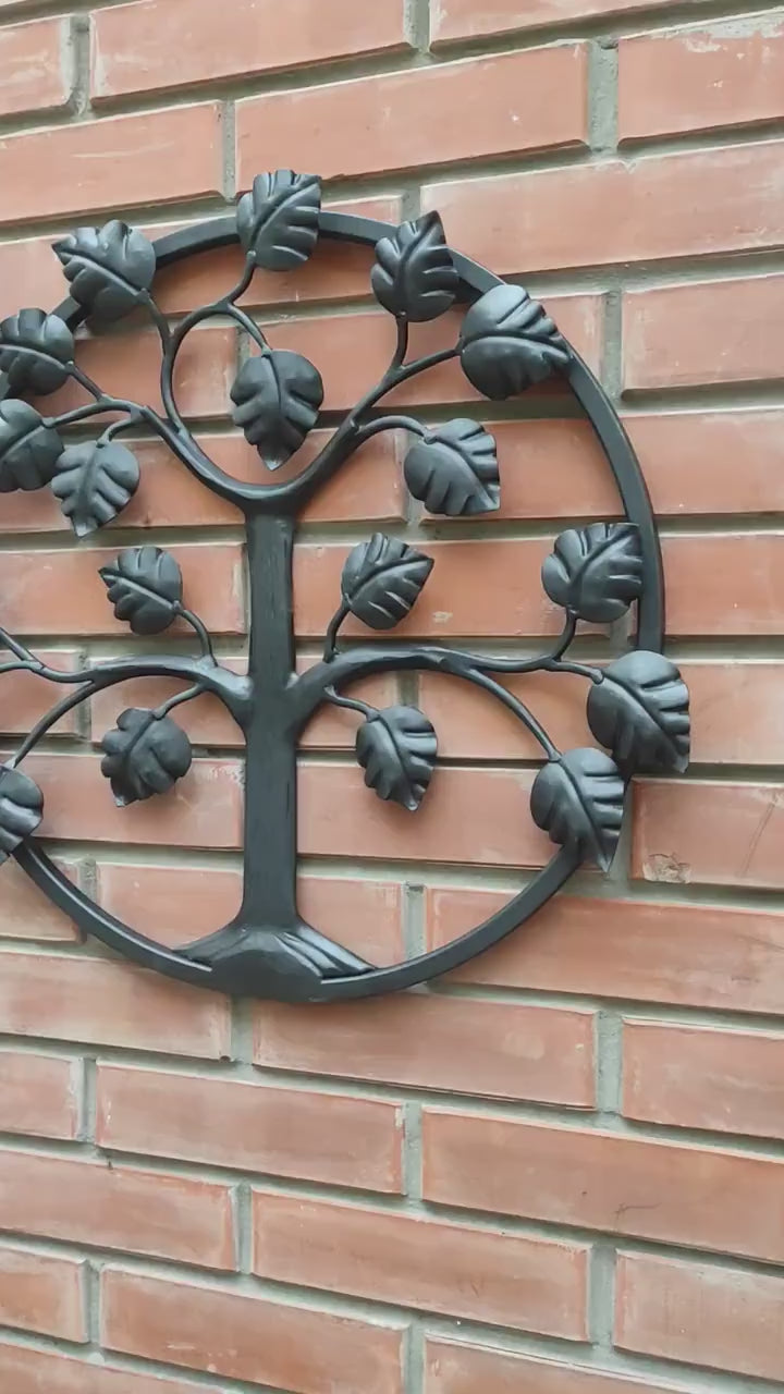 Hand Forged Family Tree Metal Wall Art - 21.65" Diameter
