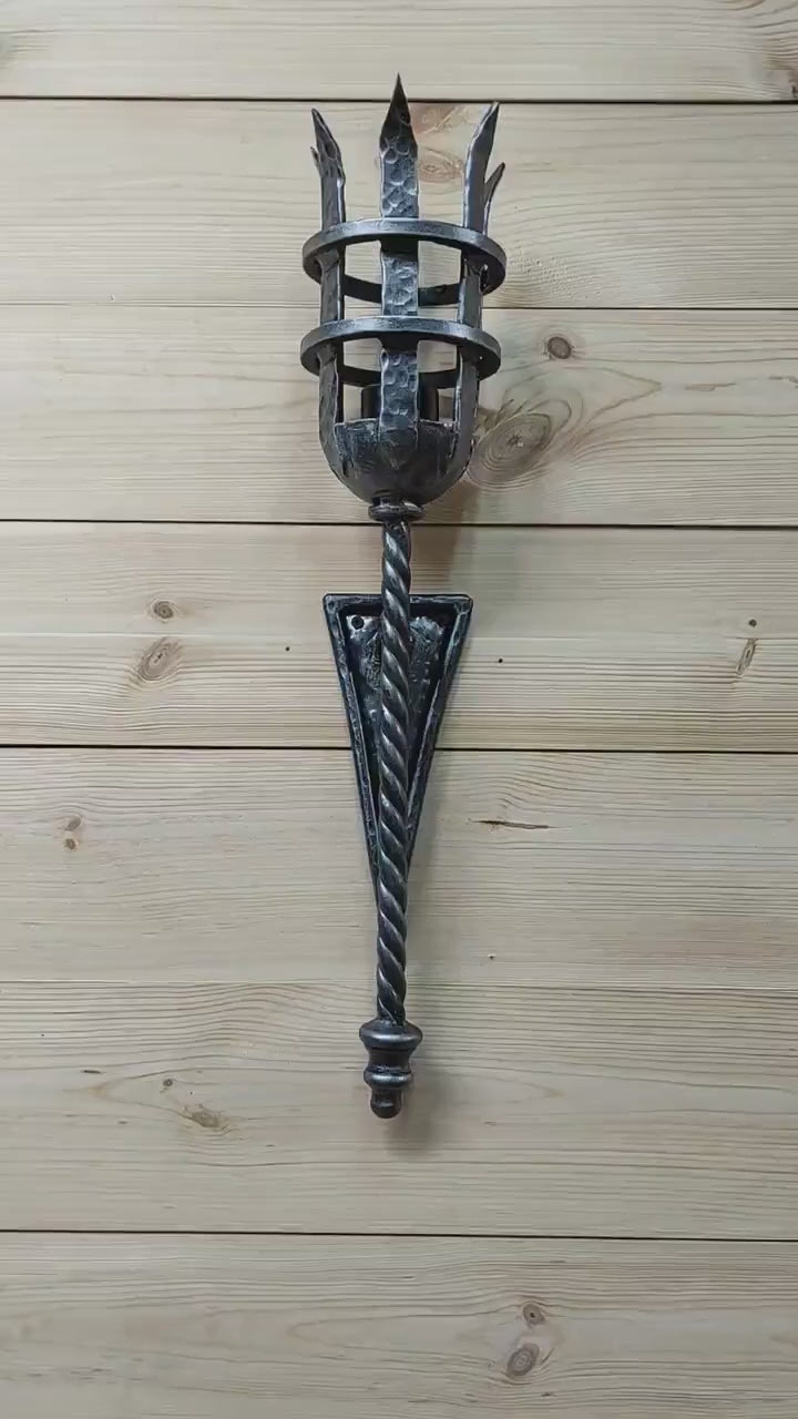 Wall sconce torch, Viking sconce torch, Medieval sconce torch, Viking lantern, Wall lantern, Wrought iron sconces,  Medieval lantern