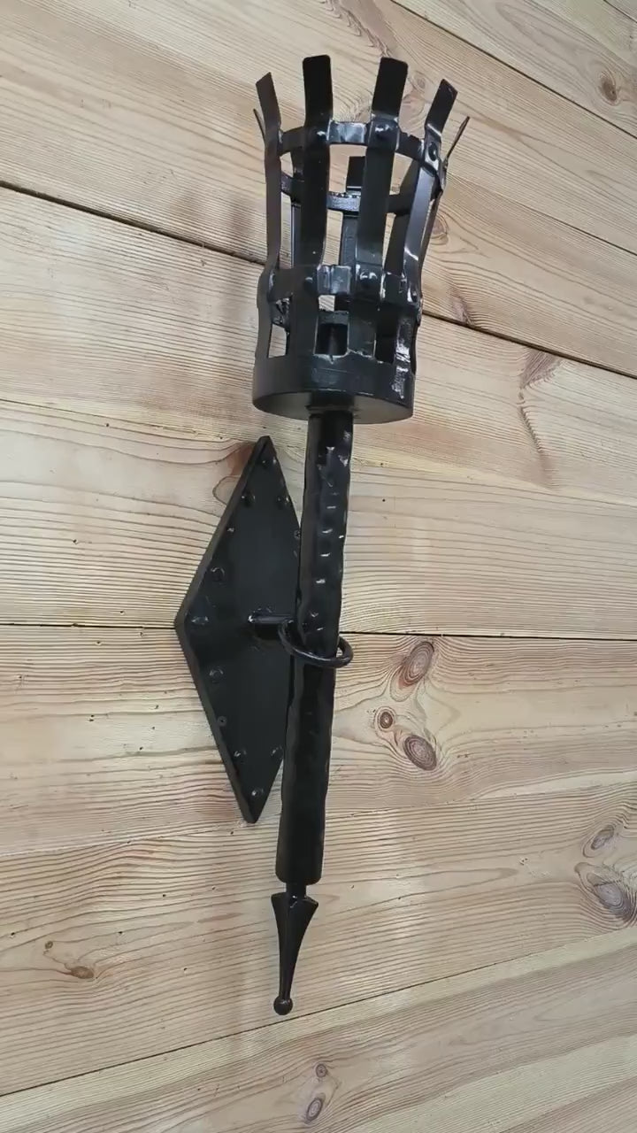 Hand Forged Black Metal Wall Sconce Lighting Fixture