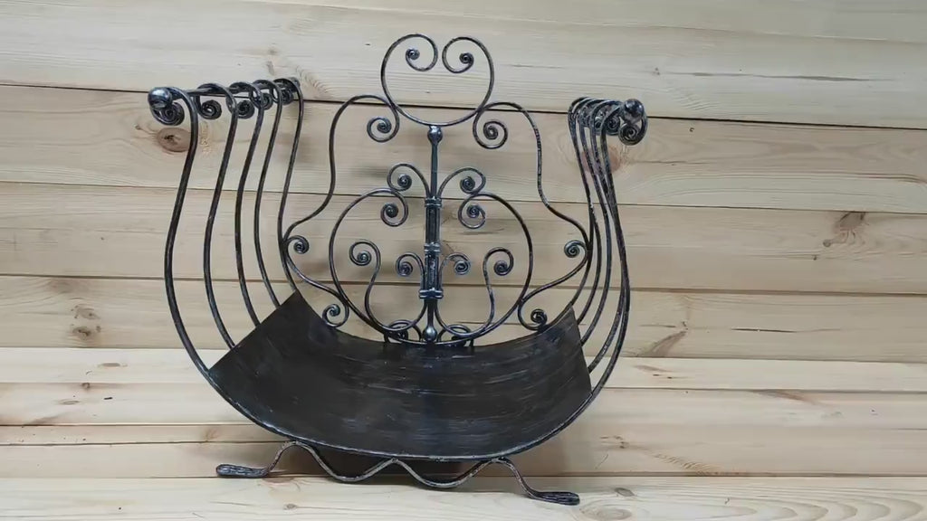 Log holder, Firewood storage, Firewood rack, Firewood basket, Metal basket for firewood, Storage basket, Wrought iron basket