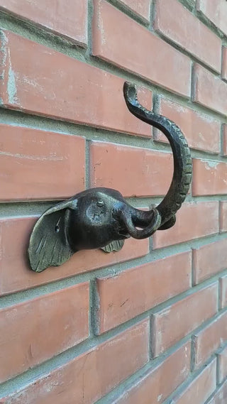 Elephant door handle, door handle, metal handle, hand forged handle, barn door handle, door decor, wrought hardware, metal forged handle