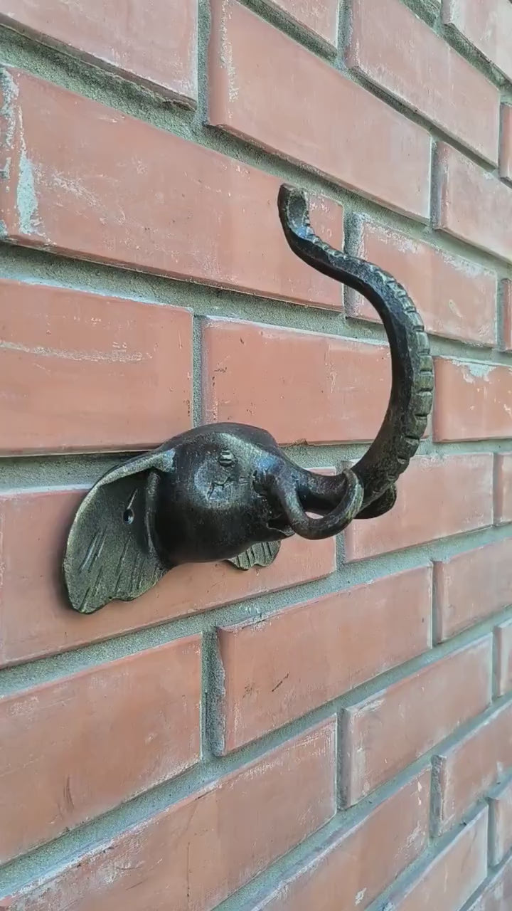 Elephant door handle, door handle, metal handle, hand forged handle, barn door handle, door decor, wrought hardware, metal forged handle